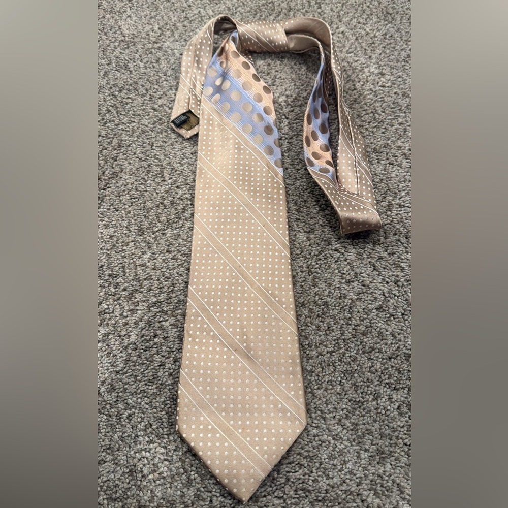 Elegant Silk Tan Polka Dot Tie